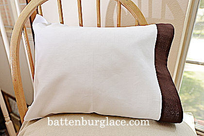 Hemstitch Baby Pillowcase, brown color border. 2 cases